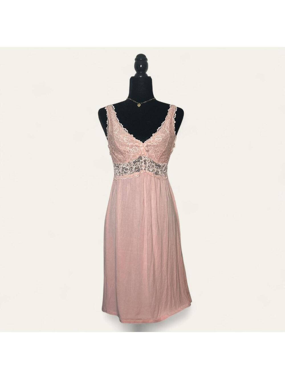 Vintage Y2K Hunkemöller Pink Lace Lingerie Slip Dress